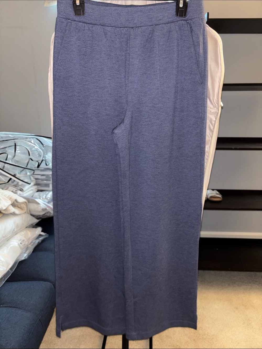 Lou & Grey Straight-Leg Knit Pants in Heather Blue